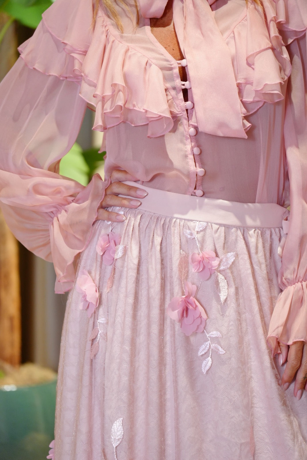 MAISON REBECCA-COMPLETO FIORI RILIEVO PINK