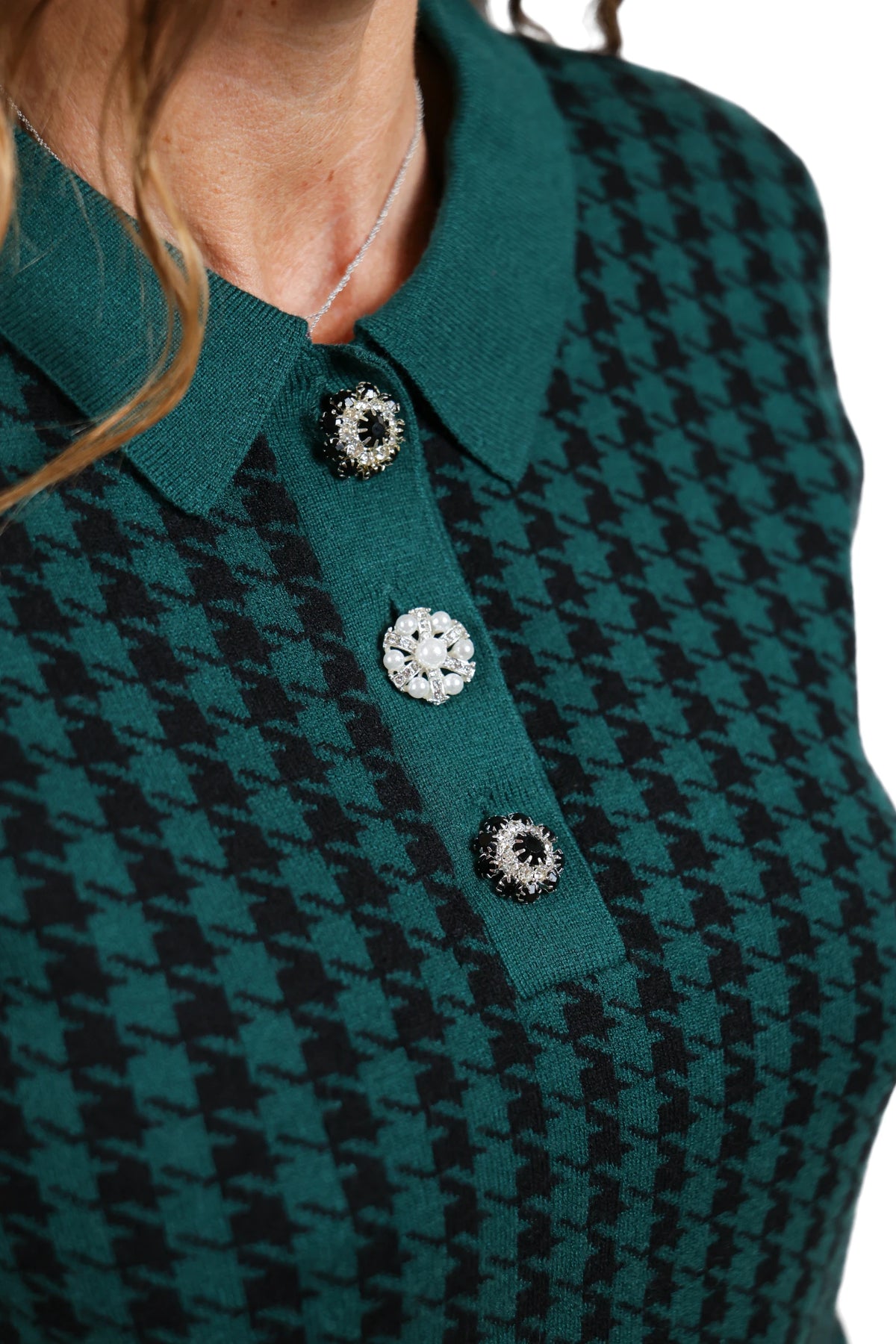 TM- POLO AURA 5092 PIED DE POULE VERDE