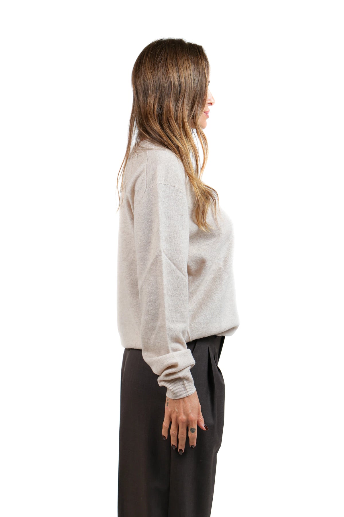 MAFERA26-PULL MERINO GIROCOLLO AVORIO