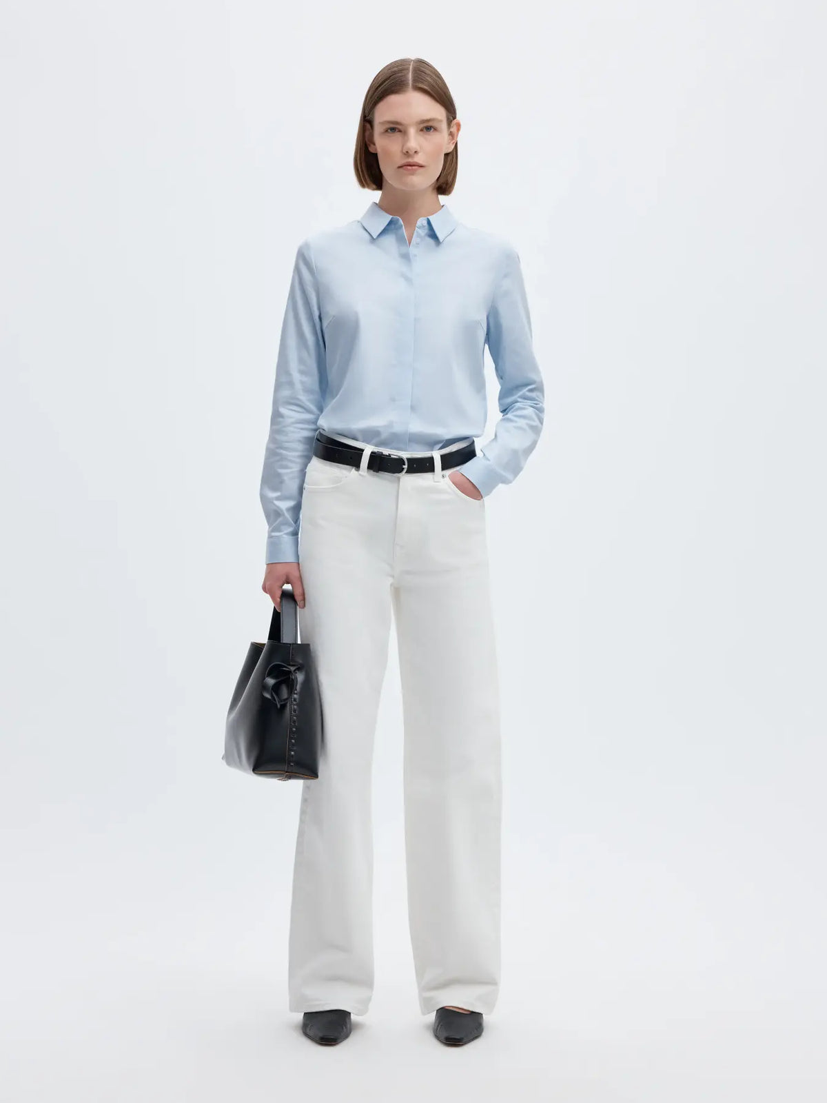 ROMIE-CAMICIA AZZURRA COLLO FRANCESE