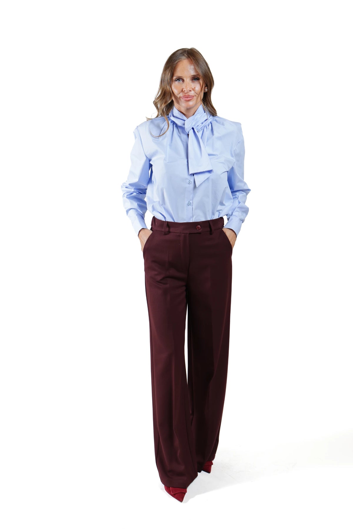 LEDDI- CAMICIA FIOCCO AZZURRO