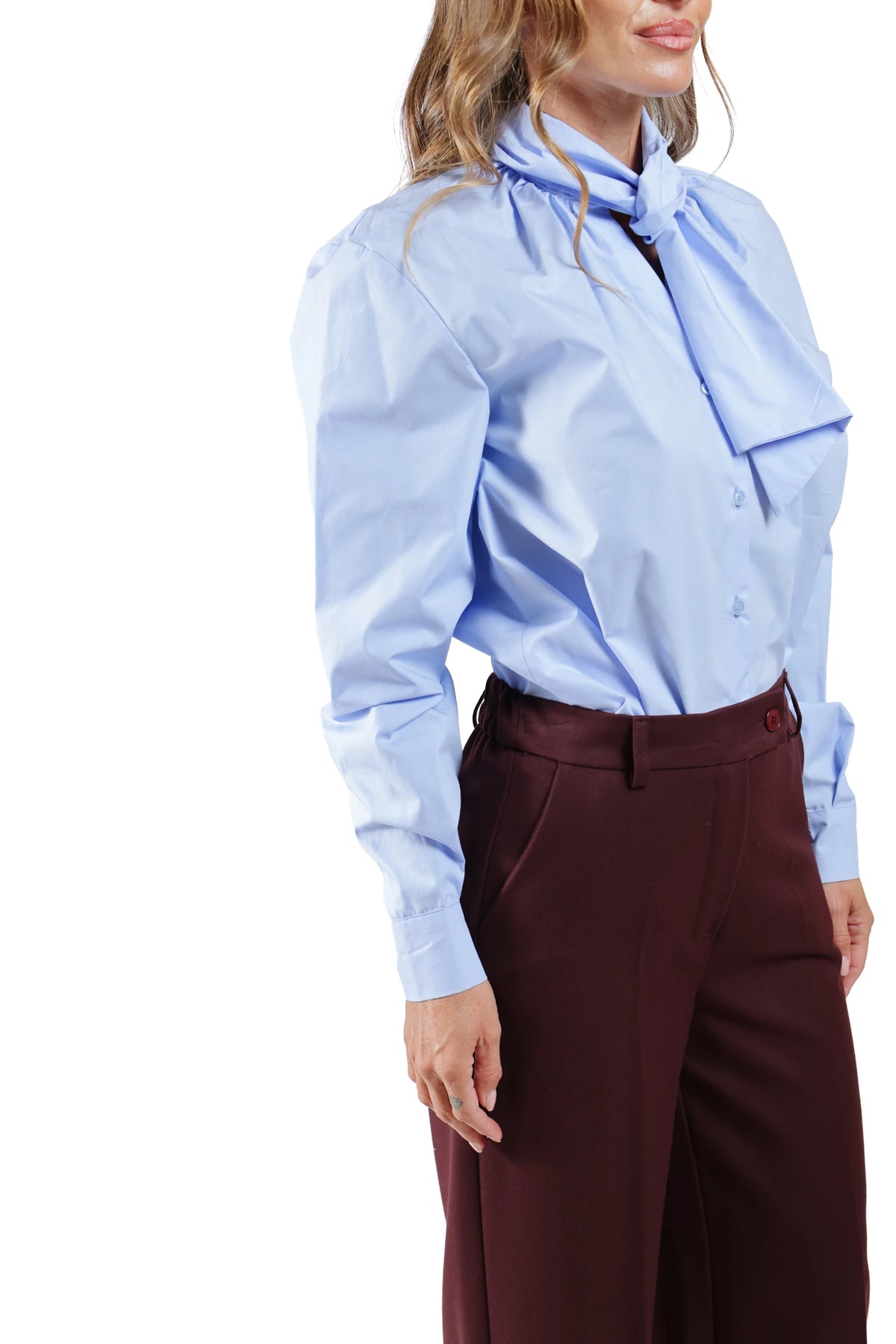 LEDDI- CAMICIA FIOCCO AZZURRO