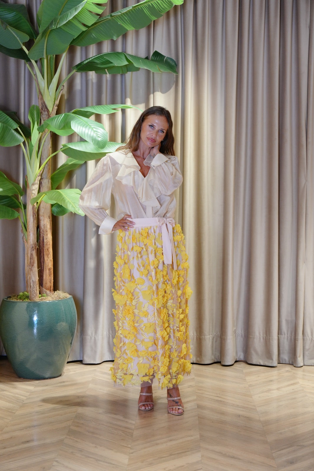 MAISON REBECCA-GONNA  FIORI RILIEVO YELLOW
