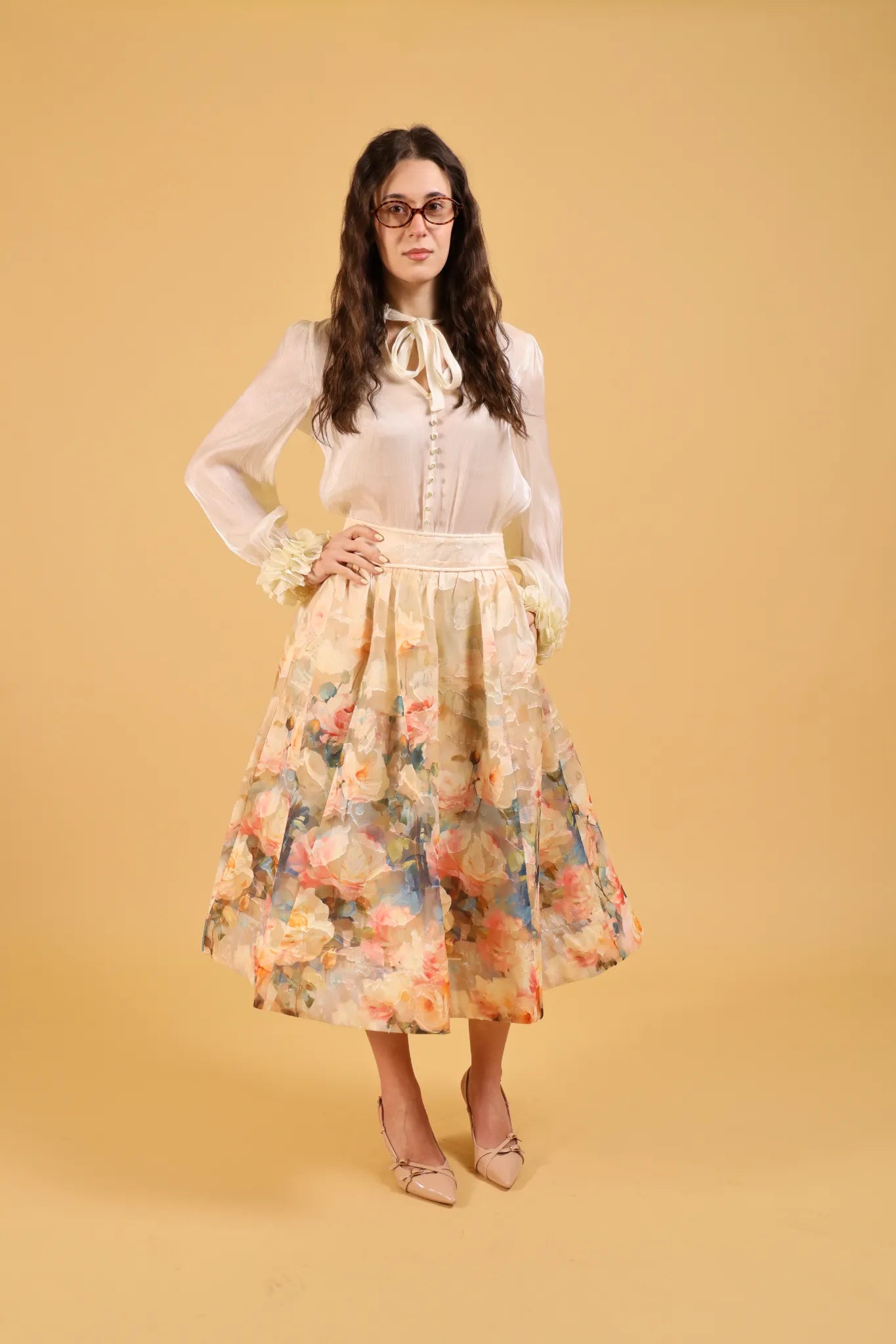 AMOSA-CHEMISE ROSE AVORIO