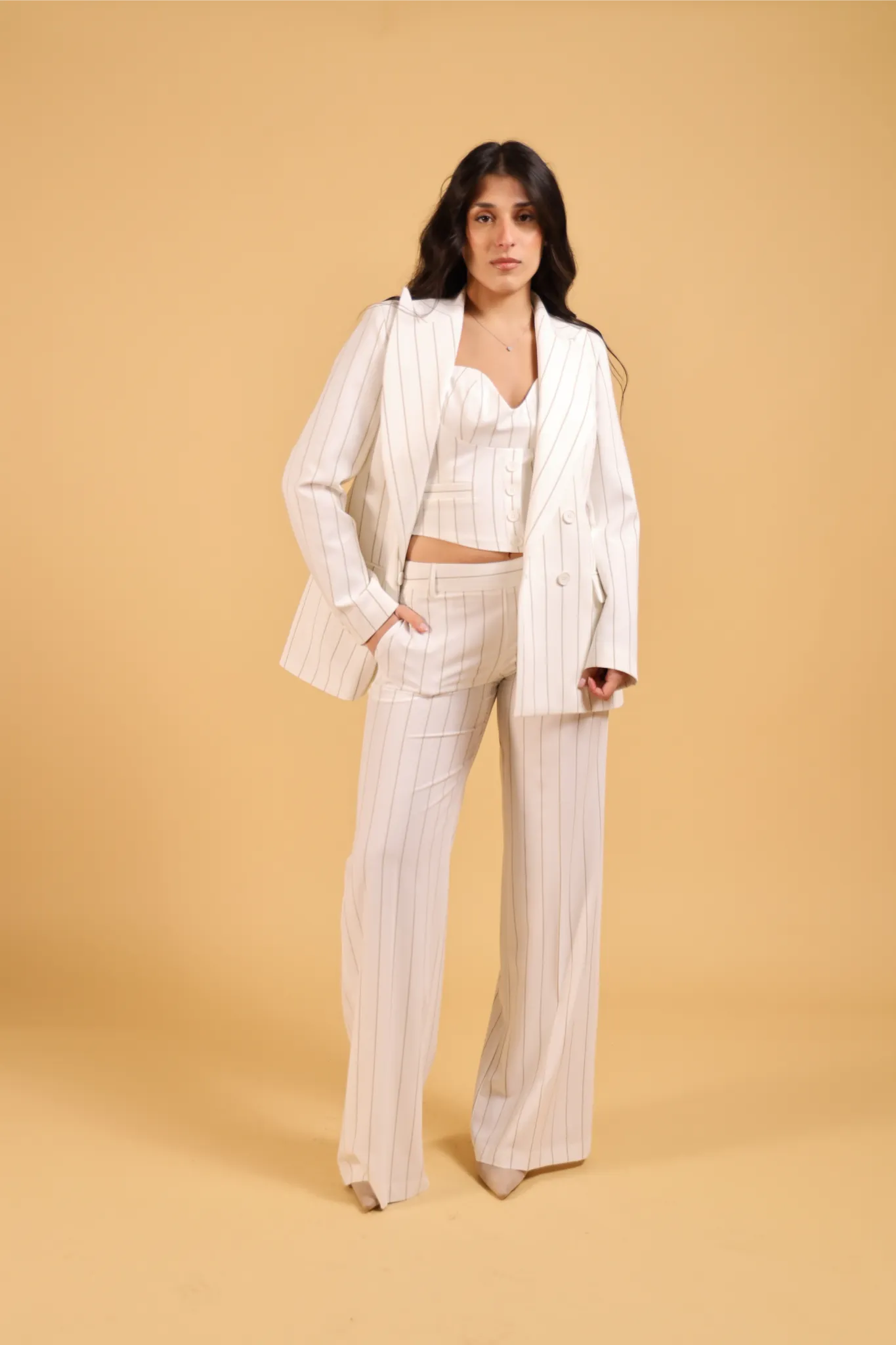 MAISON REBECCA-TAILLEUR 3 PEZZI RIGA CAMMELLO