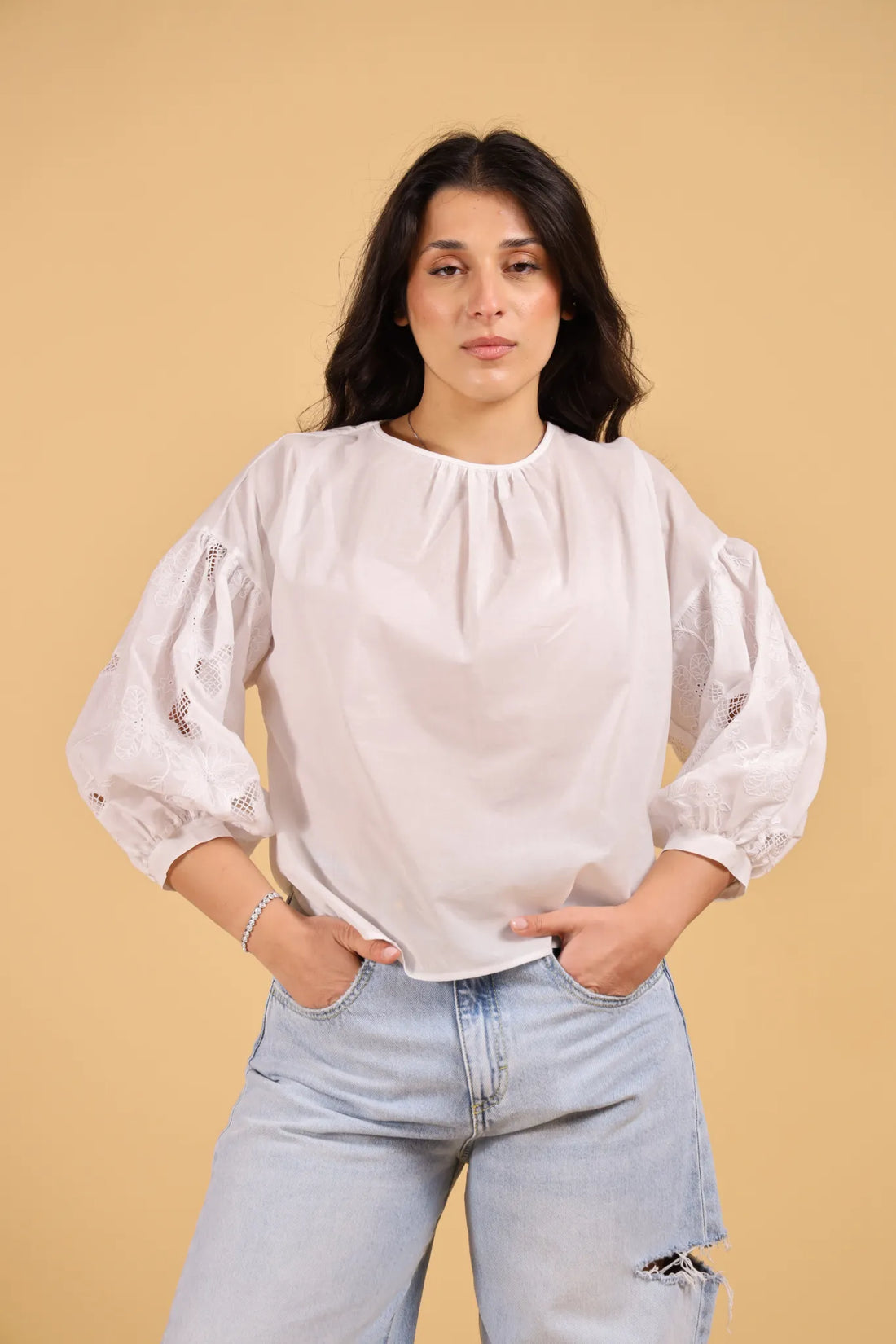 ATOS LOMBRDINI-CHEMISE MANICA SANGALLO WHITE