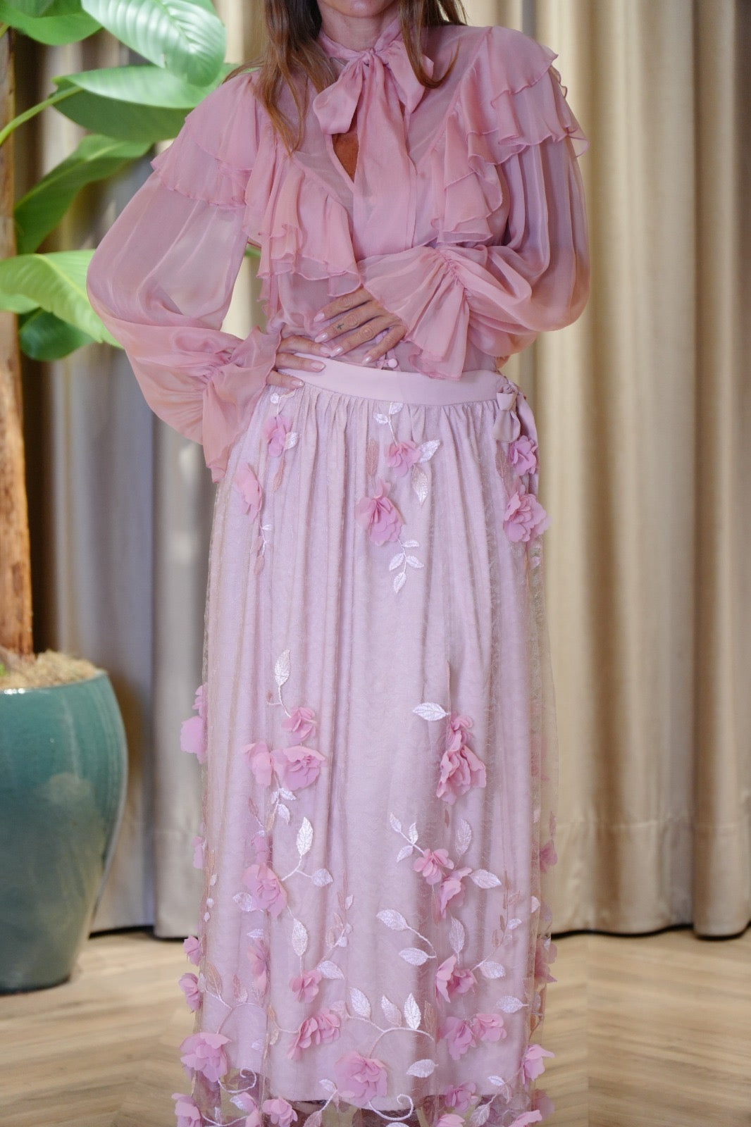 MAISON REBECCA-COMPLETO  FIORI RILIEVO PINK