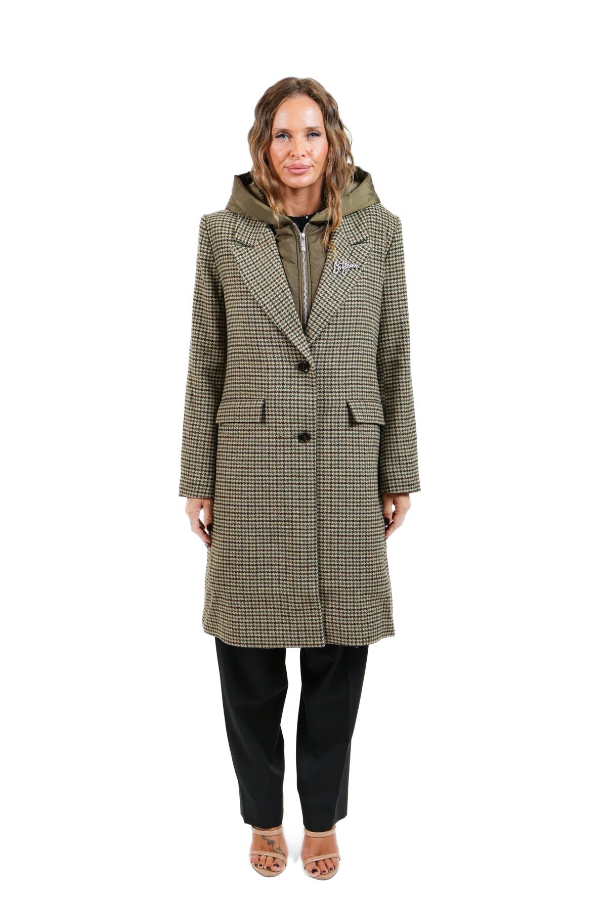 CAPPOTTO KAKI Lana Pied-de-Poule 021800