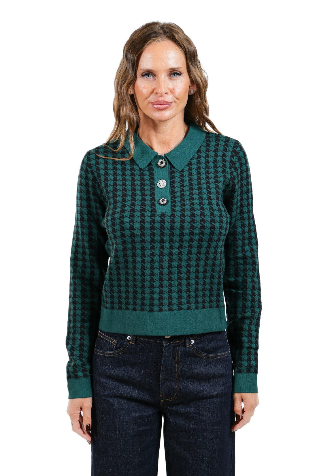 TM- POLO AURA 5092 PIED DE POULE VERDE