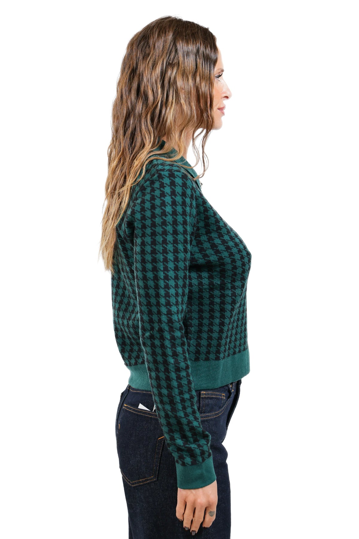 TM- POLO AURA 5092 PIED DE POULE VERDE