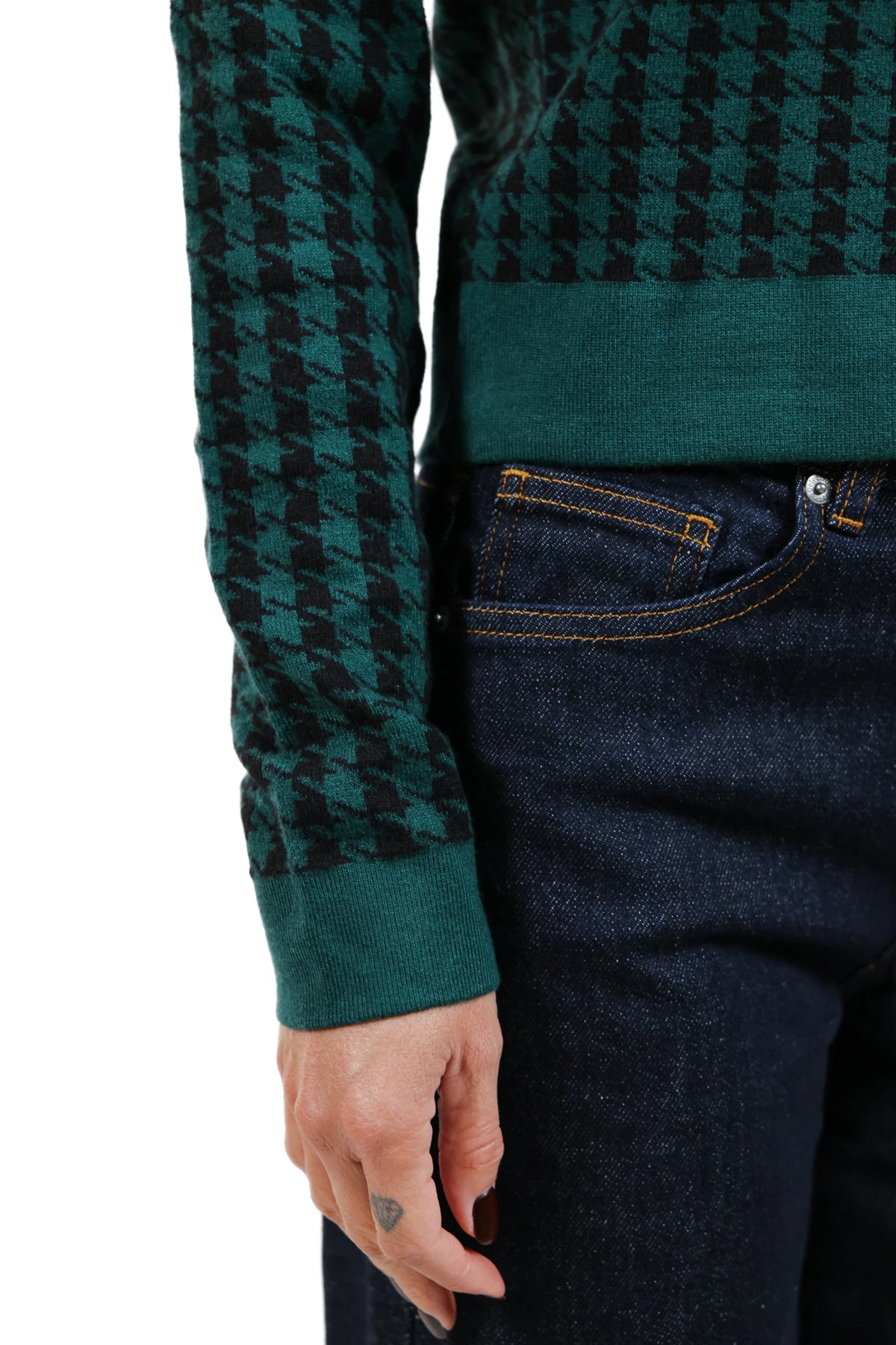 TM- POLO AURA 5092 PIED DE POULE VERDE