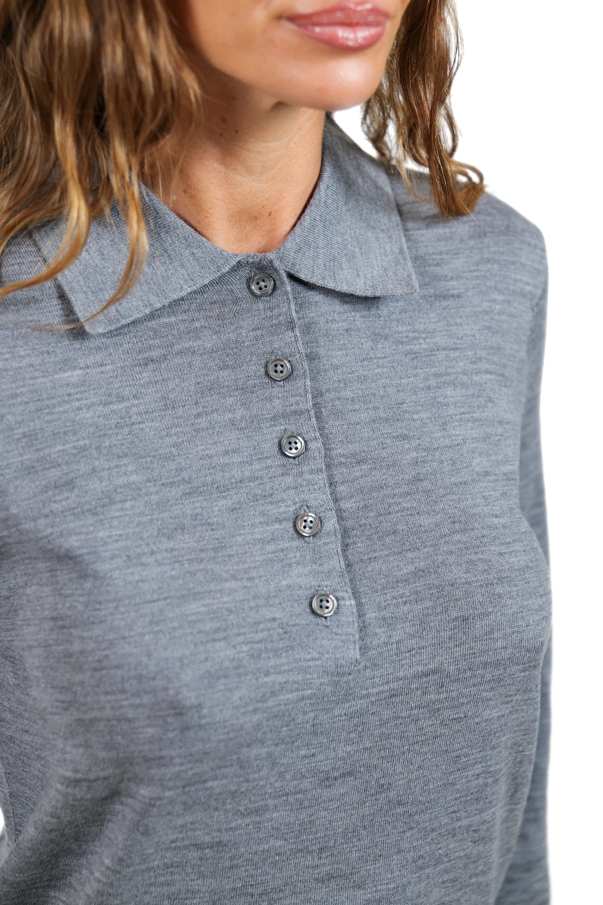THEA-POLO LANA MERINO GRIGIO