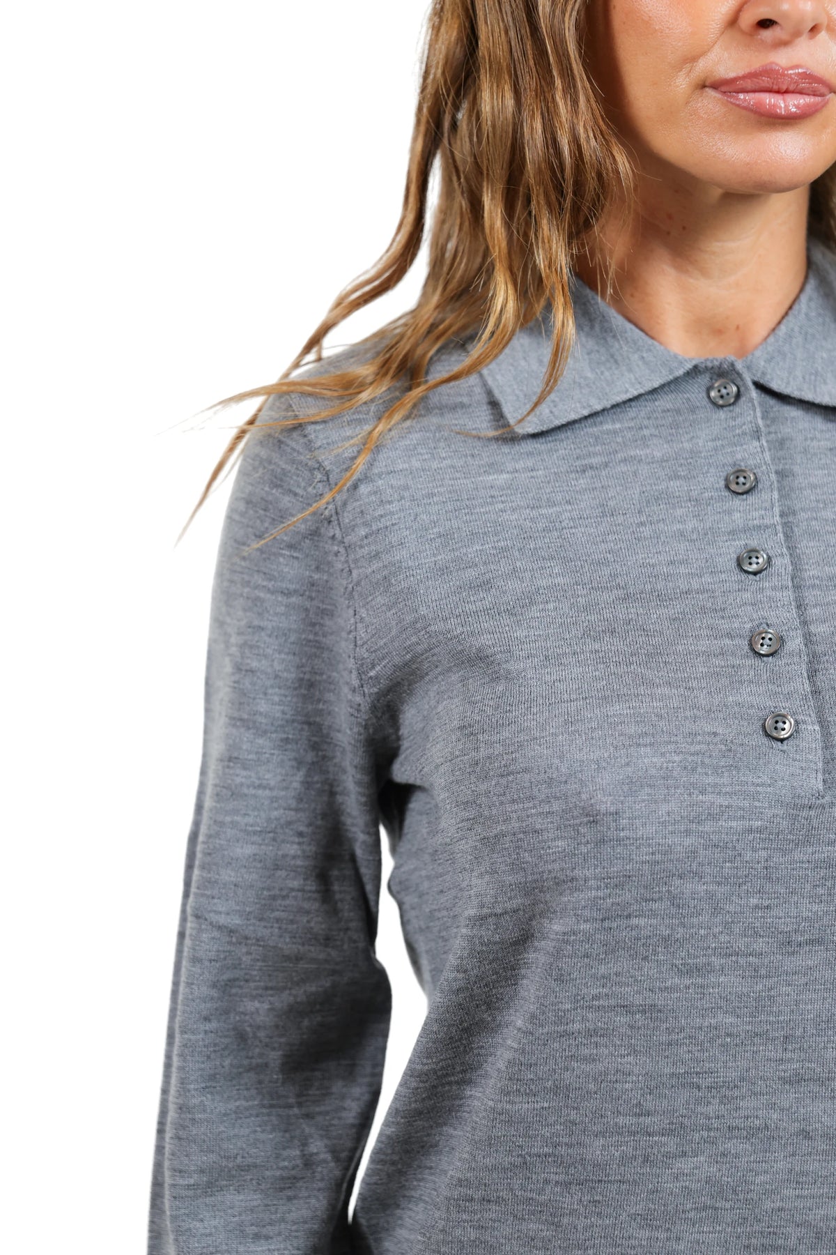THEA-POLO LANA MERINO GRIGIO