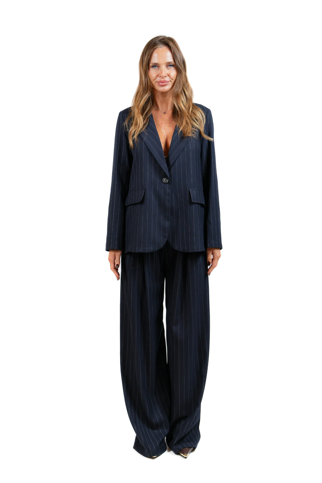 AL-TAILLEUR GIACCA MONOPETTO  BLU RIGATO