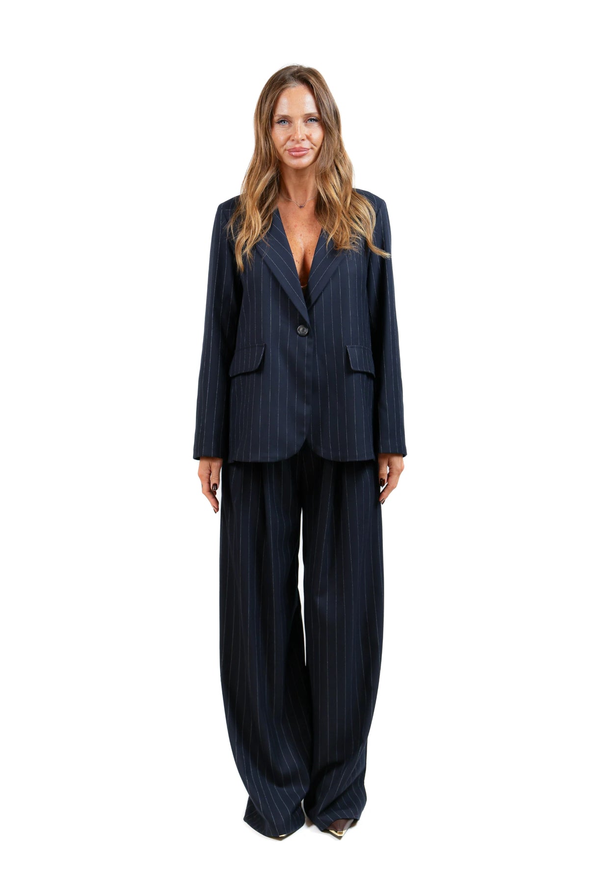 AL-TAILLEUR GIACCA MONOPETTO  BLU RIGATO