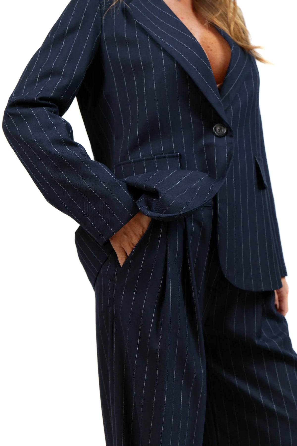 AL-TAILLEUR GIACCA MONOPETTO  BLU RIGATO