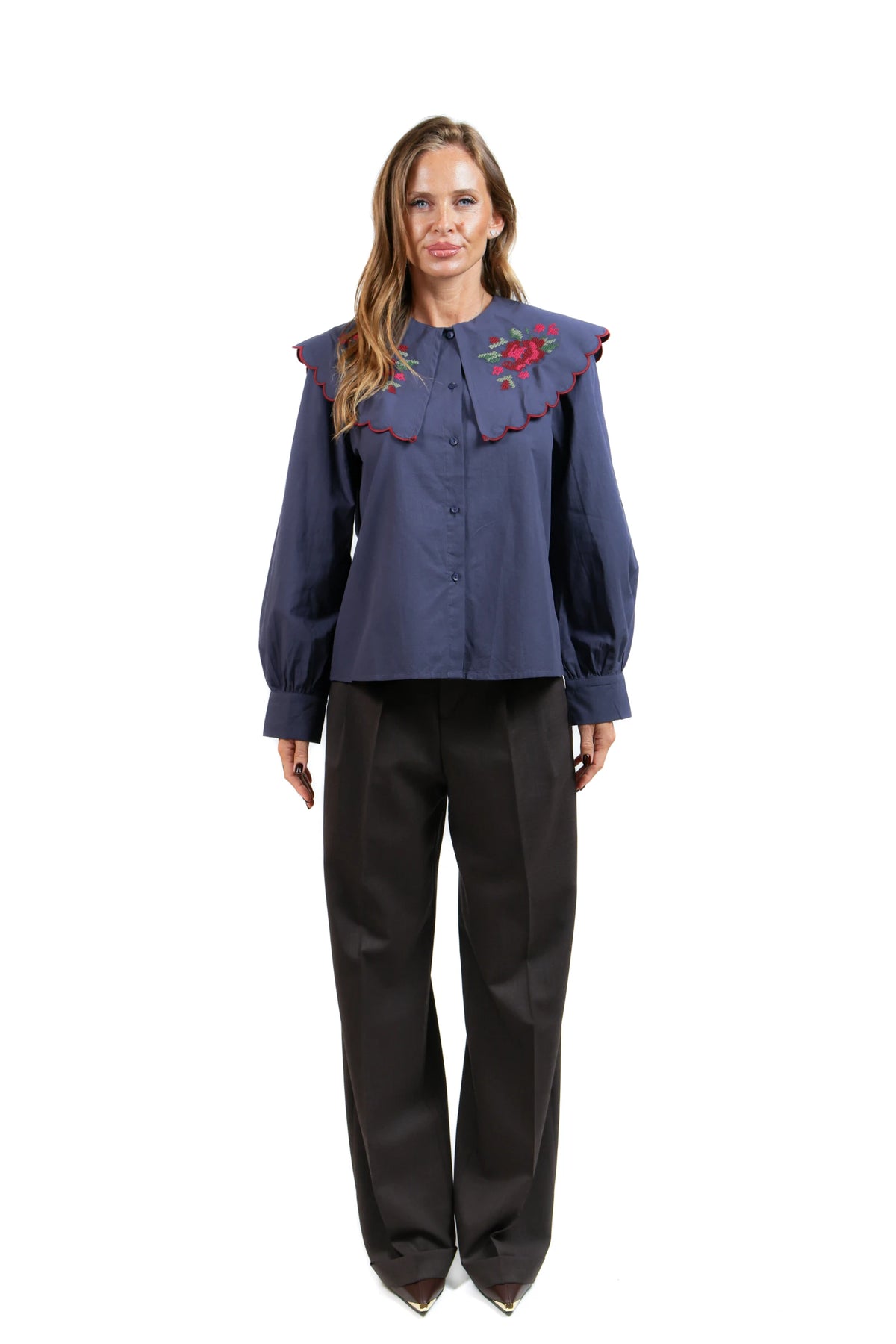 CHEMISE COLLO RICAMATO BLUE
