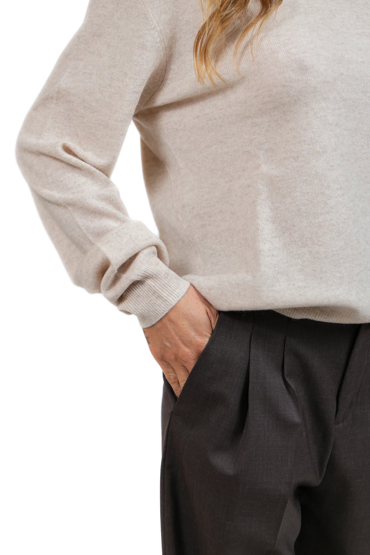 MAFERA26-PULL MERINO GIROCOLLO AVORIO