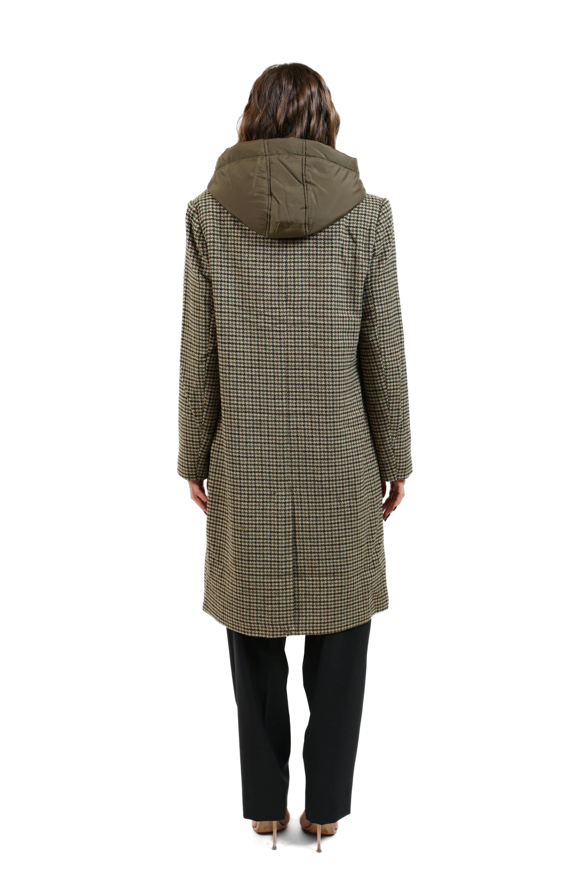 CAPPOTTO KAKI Lana Pied-de-Poule 021800