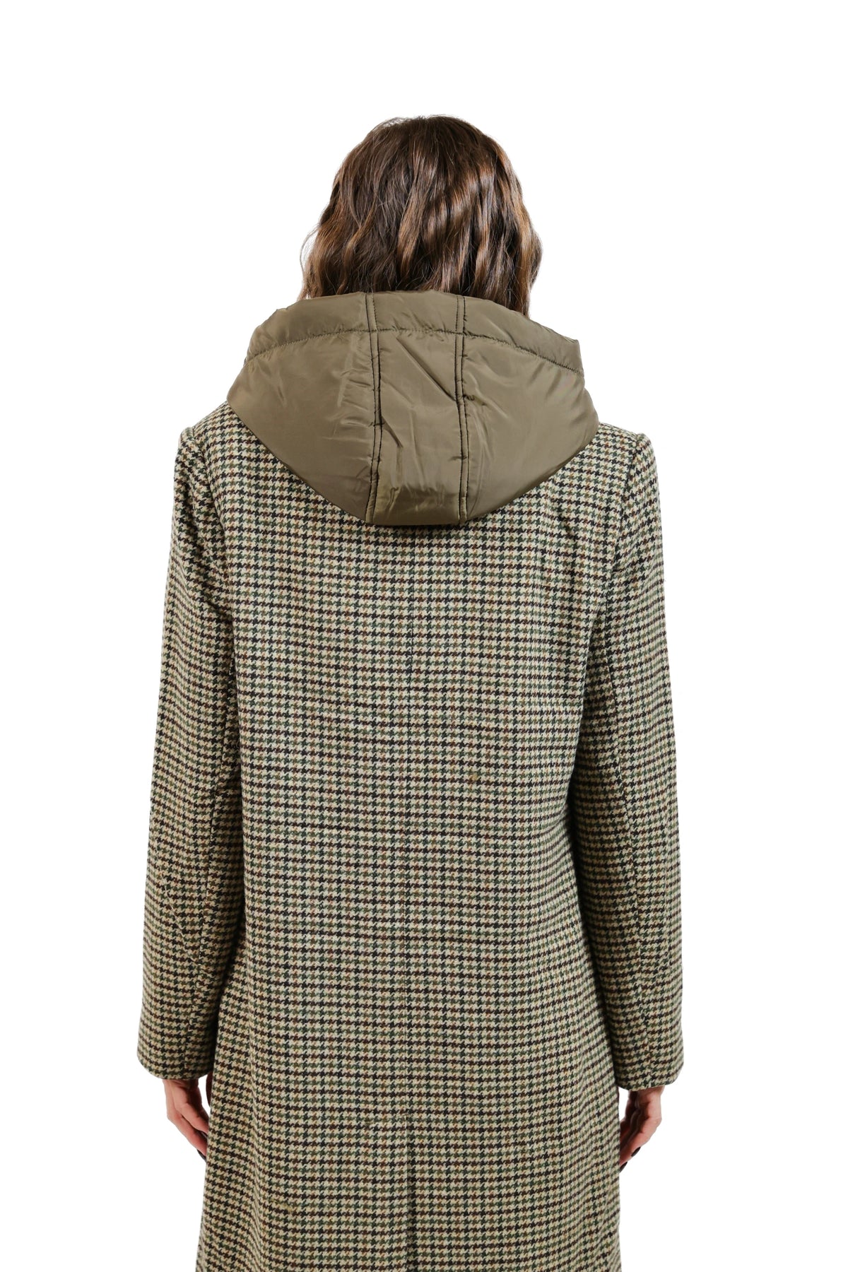CAPPOTTO KAKI Lana Pied-de-Poule 021800
