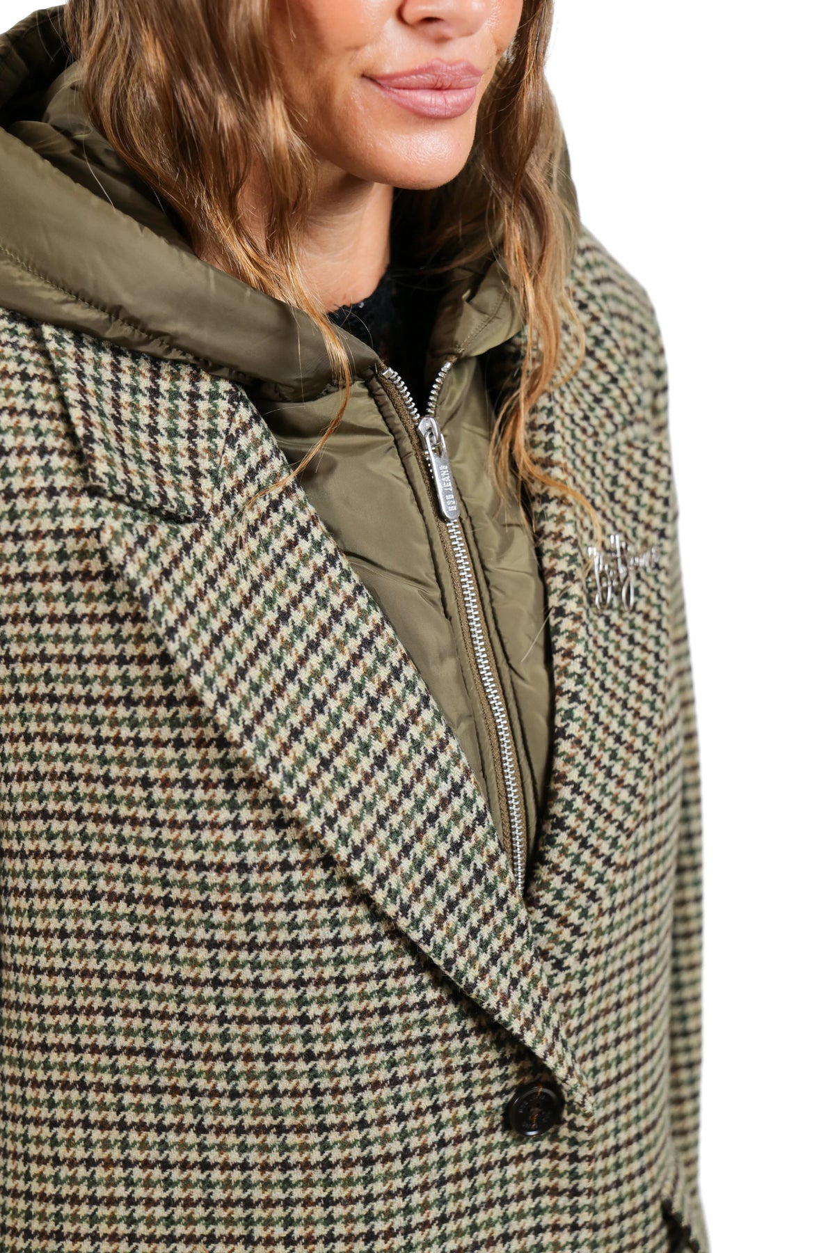 CAPPOTTO KAKI Lana Pied-de-Poule 021800