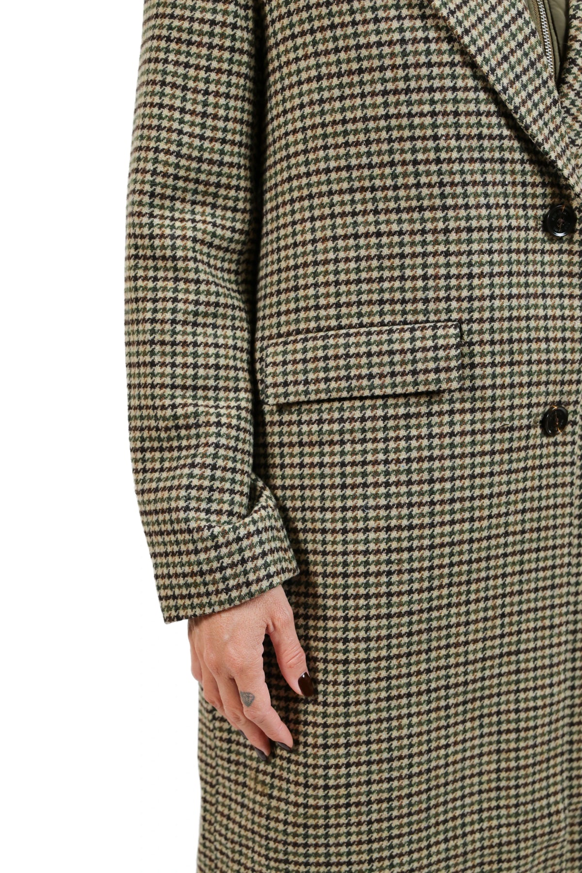 CAPPOTTO KAKI Lana Pied-de-Poule 021800