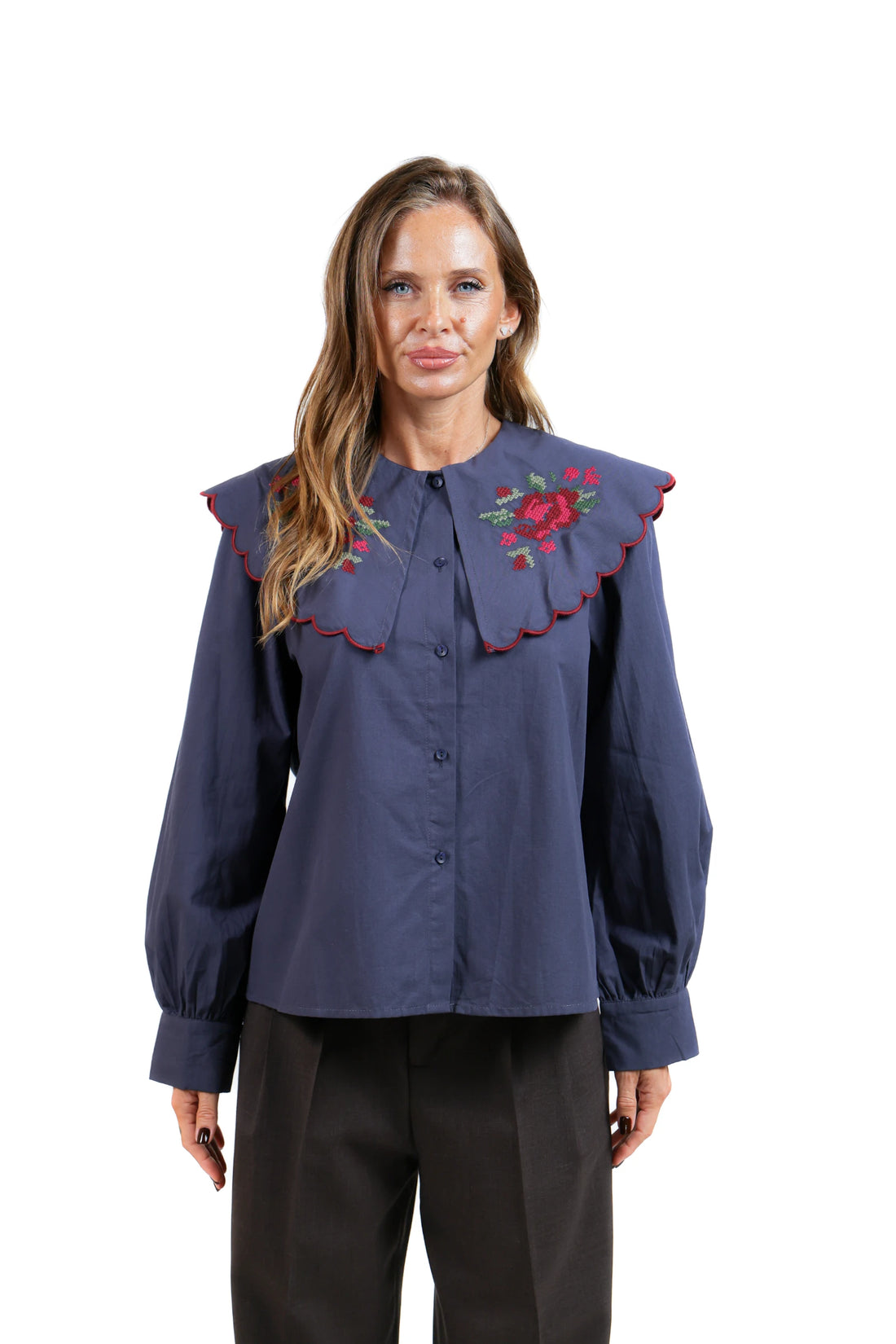 CHEMISE COLLO RICAMATO BLUE