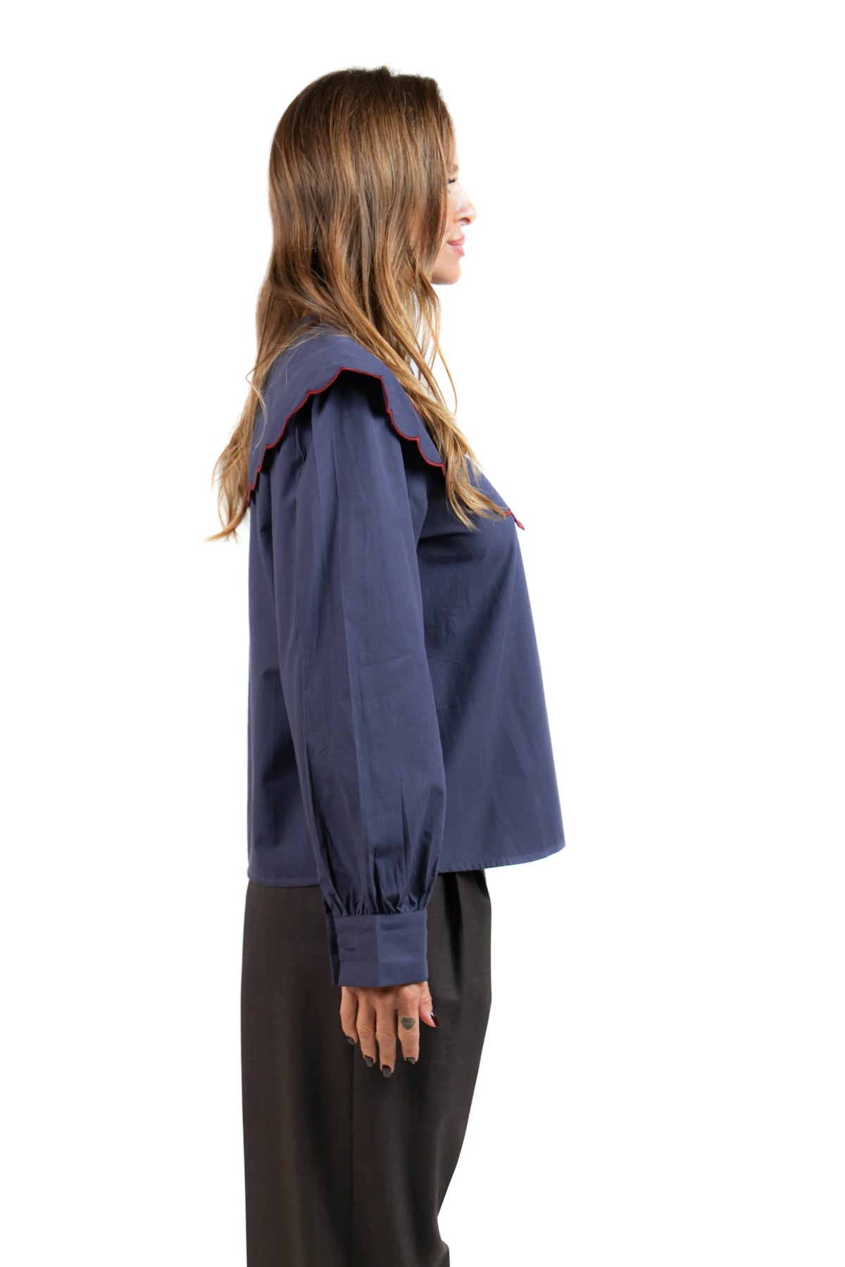 CHEMISE COLLO RICAMATO BLUE
