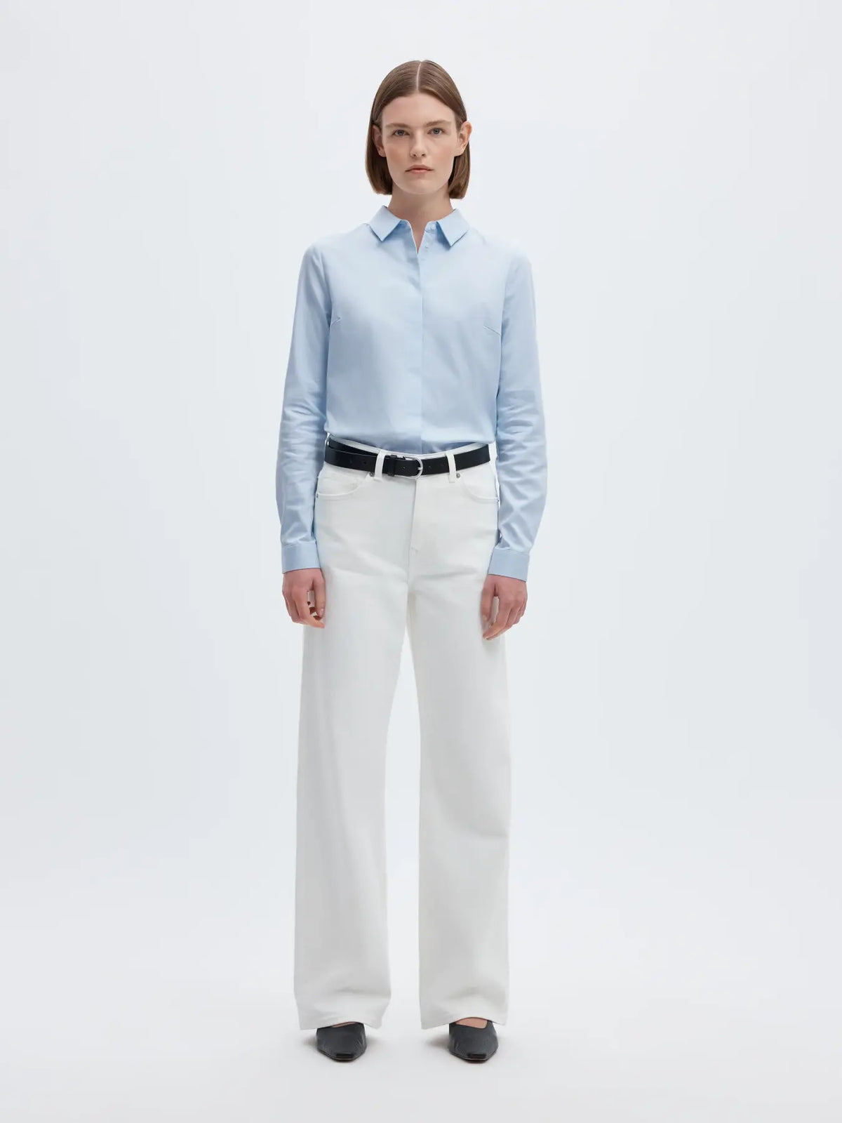 ROMIE-CAMICIA AZZURRA COLLO FRANCESE
